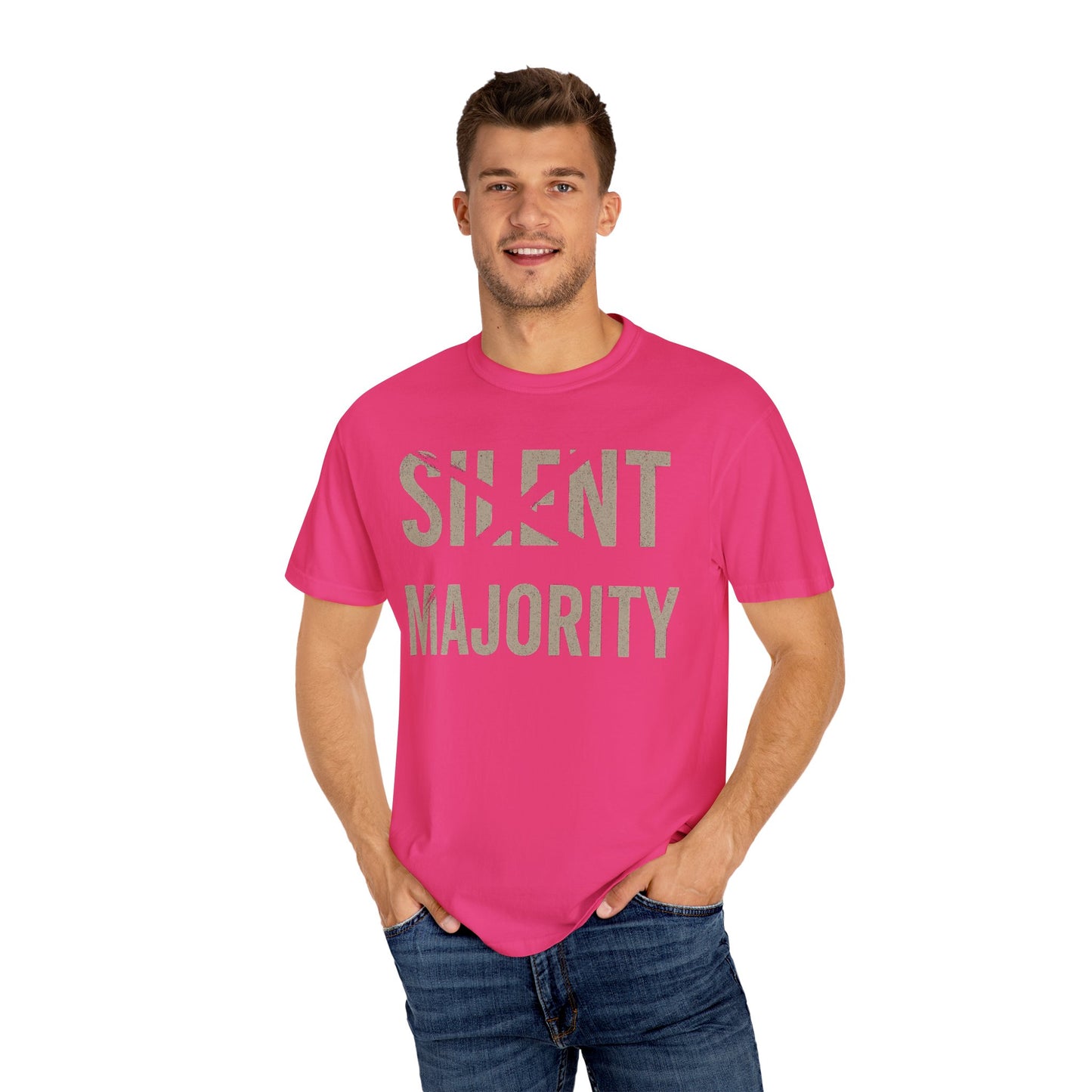 Silent Majority Unisex Garment-Dyed T-Shirt | Trendy Casual Wear, Statement Tee, Gift for Activists, Everyday Comfort, Unisex Fashion