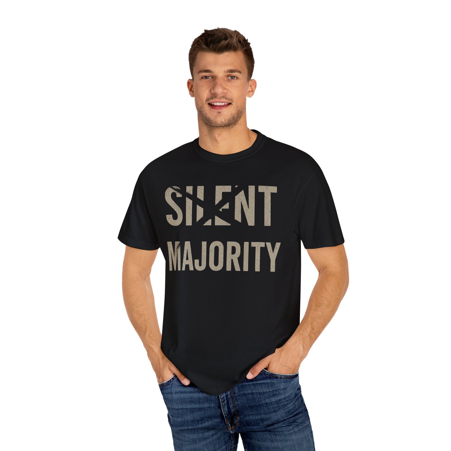 Silent Majority Unisex Garment-Dyed T-Shirt | Trendy Casual Wear, Statement Tee, Gift for Activists, Everyday Comfort, Unisex Fashion