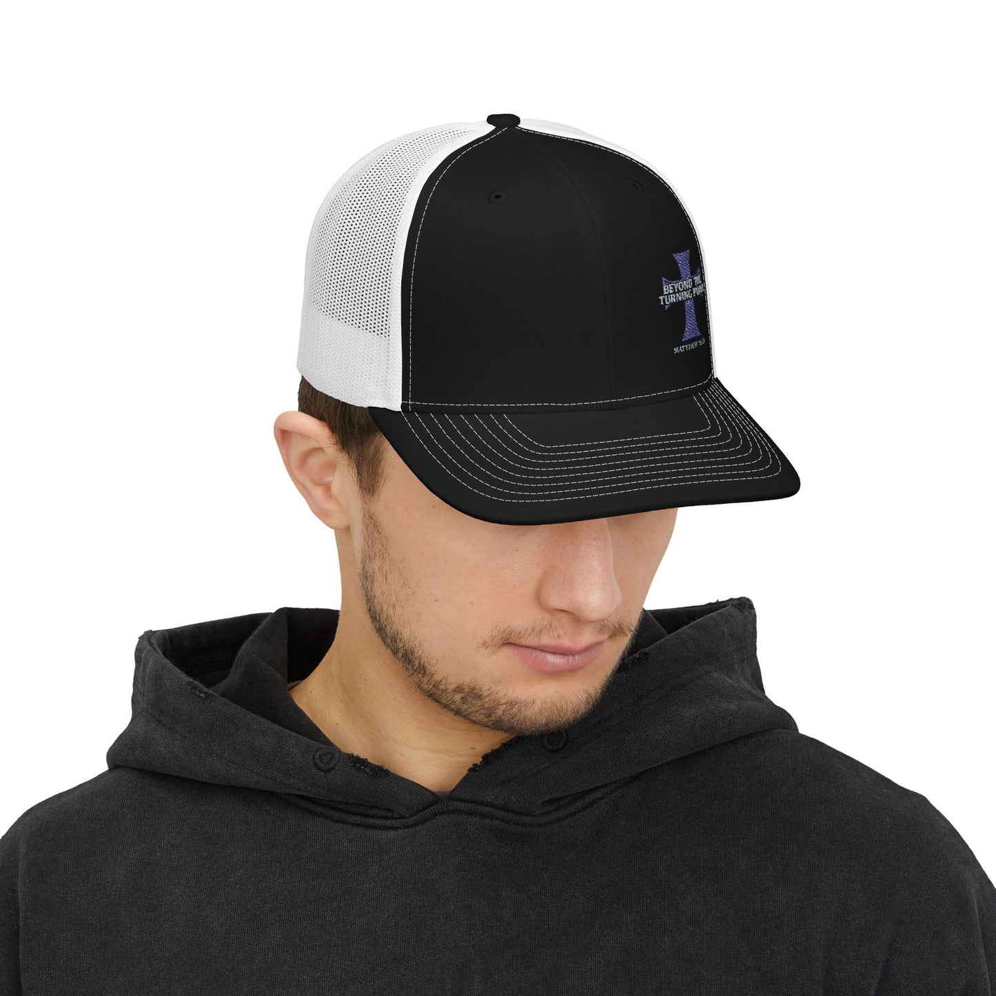 Stylish Embroidered Snapback Trucker Cap, Perfect Gift for Dad, Adjustable Cap for Men, Casual Outdoor Hat, Faith-Based Headwear