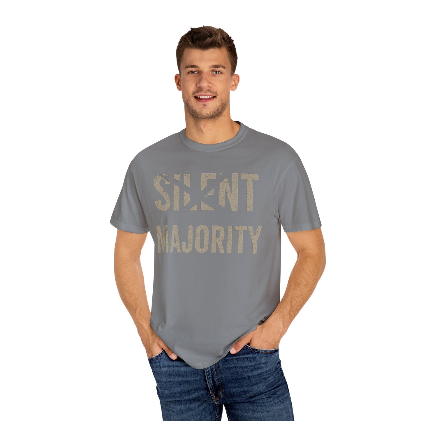 Silent Majority Unisex Garment-Dyed T-Shirt | Trendy Casual Wear, Statement Tee, Gift for Activists, Everyday Comfort, Unisex Fashion