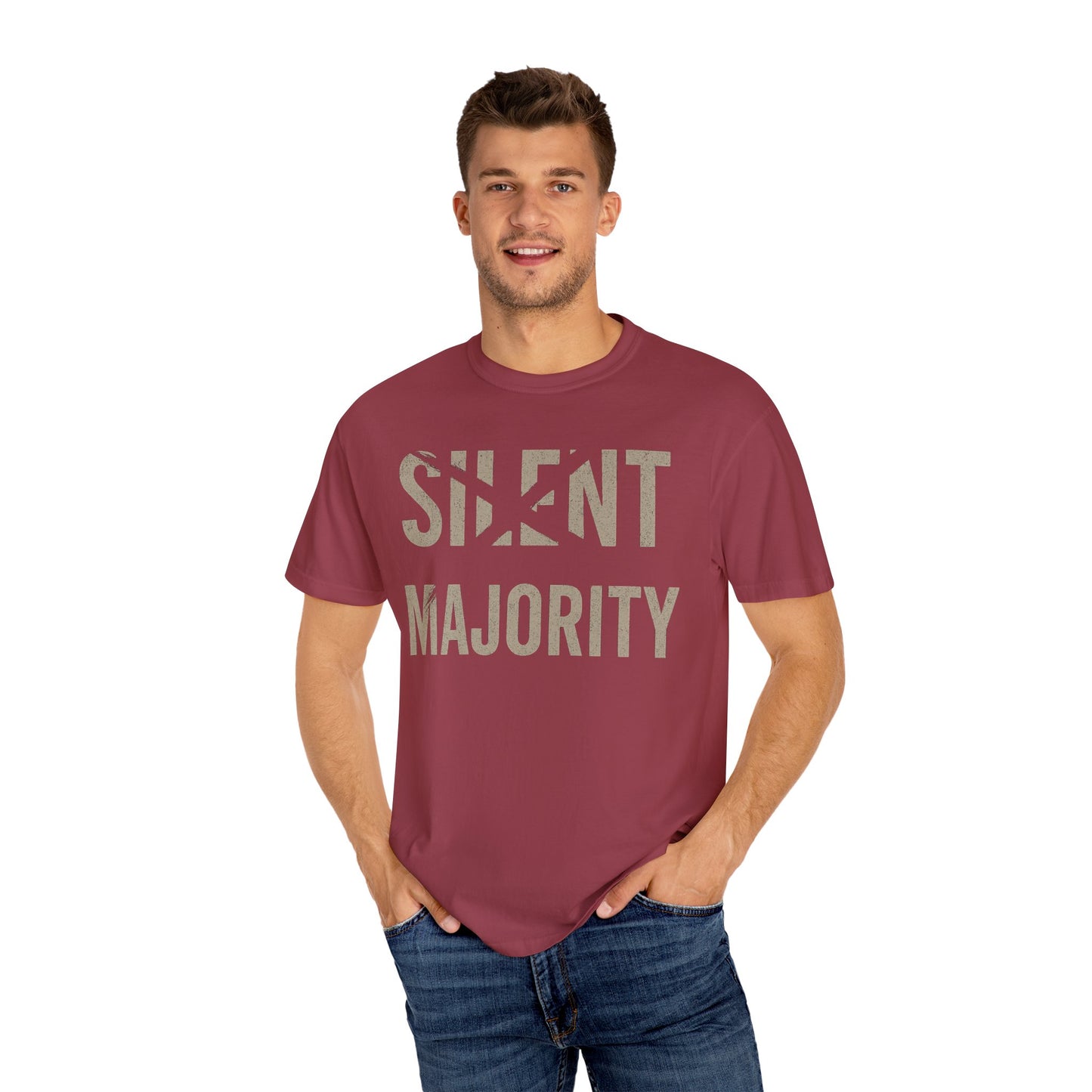 Silent Majority Unisex Garment-Dyed T-Shirt | Trendy Casual Wear, Statement Tee, Gift for Activists, Everyday Comfort, Unisex Fashion