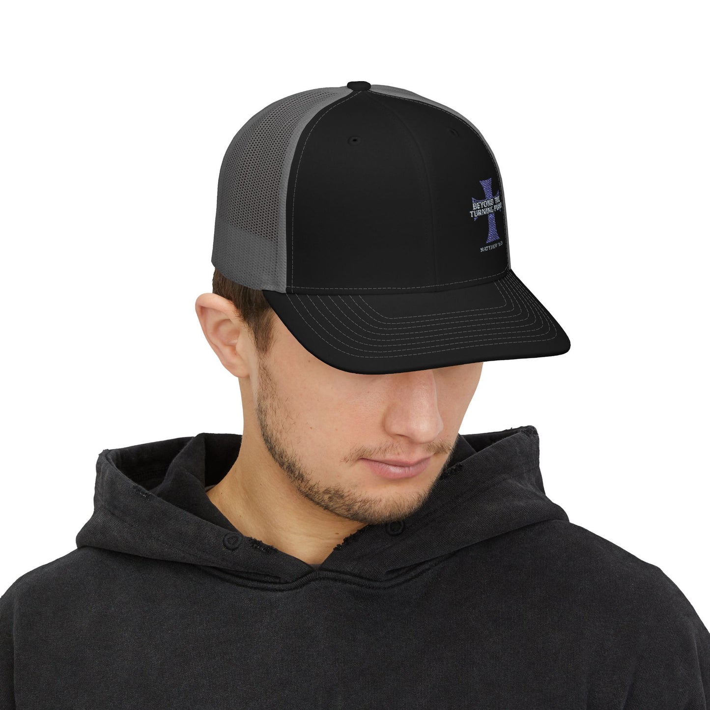 Stylish Embroidered Snapback Trucker Cap, Perfect Gift for Dad, Adjustable Cap for Men, Casual Outdoor Hat, Faith-Based Headwear