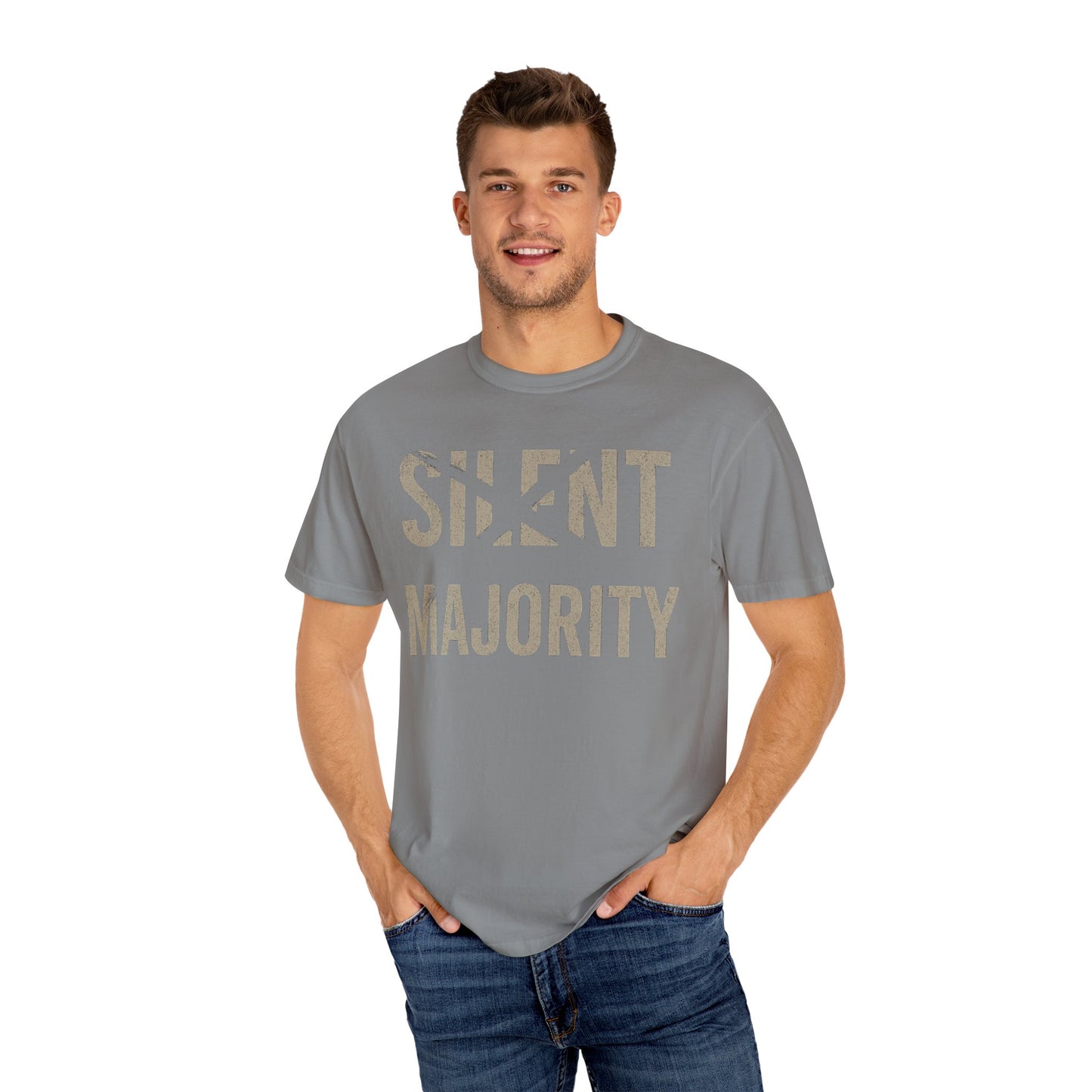 Silent Majority Unisex Garment-Dyed T-Shirt | Trendy Casual Wear, Statement Tee, Gift for Activists, Everyday Comfort, Unisex Fashion