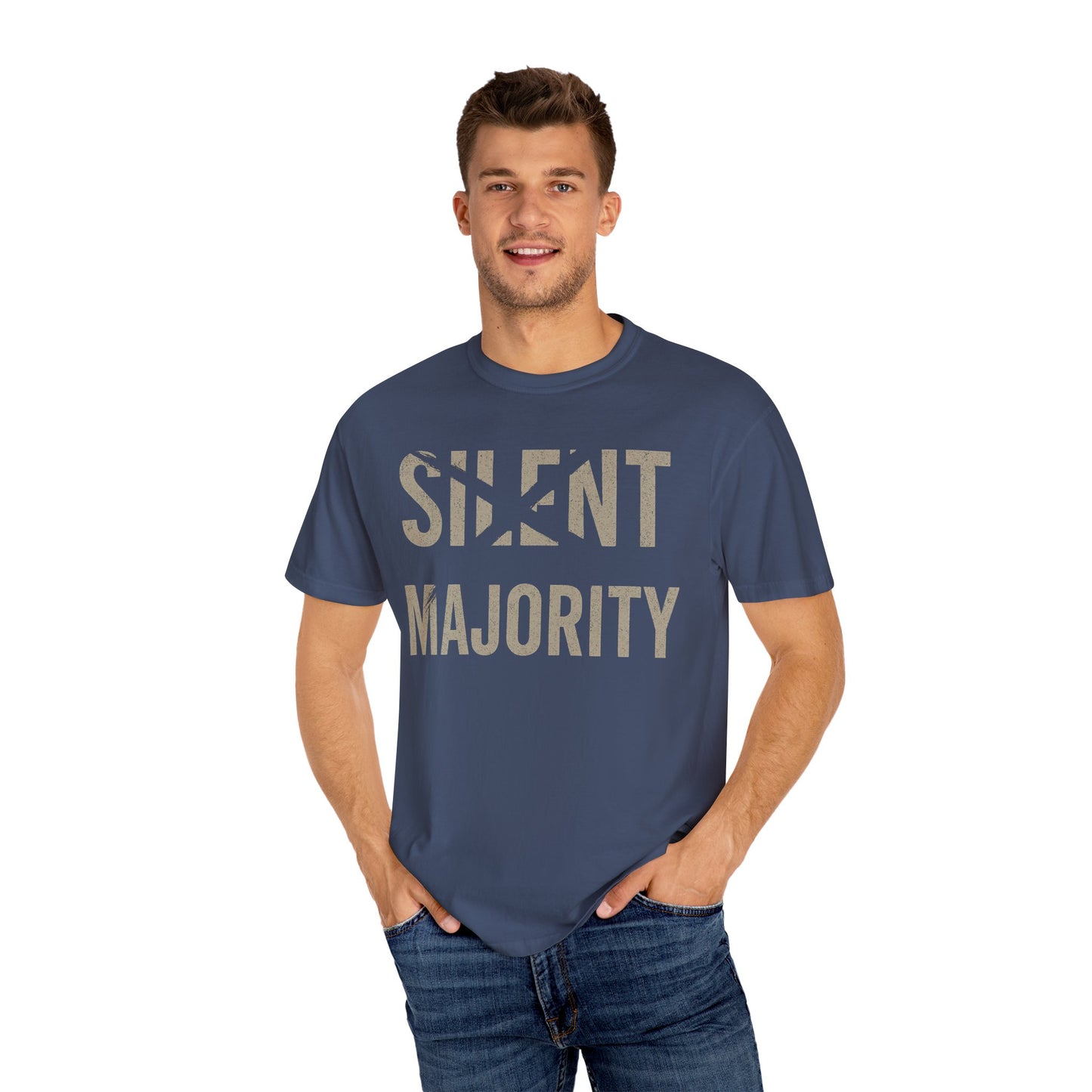 Silent Majority Unisex Garment-Dyed T-Shirt | Trendy Casual Wear, Statement Tee, Gift for Activists, Everyday Comfort, Unisex Fashion
