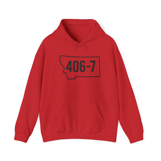 Montana 406-7 Hoodie, Cozy Sweatshirt, Unisex Pullover, Gift for Him or Her, Casual Wear, Outdoor Adventure Clothing