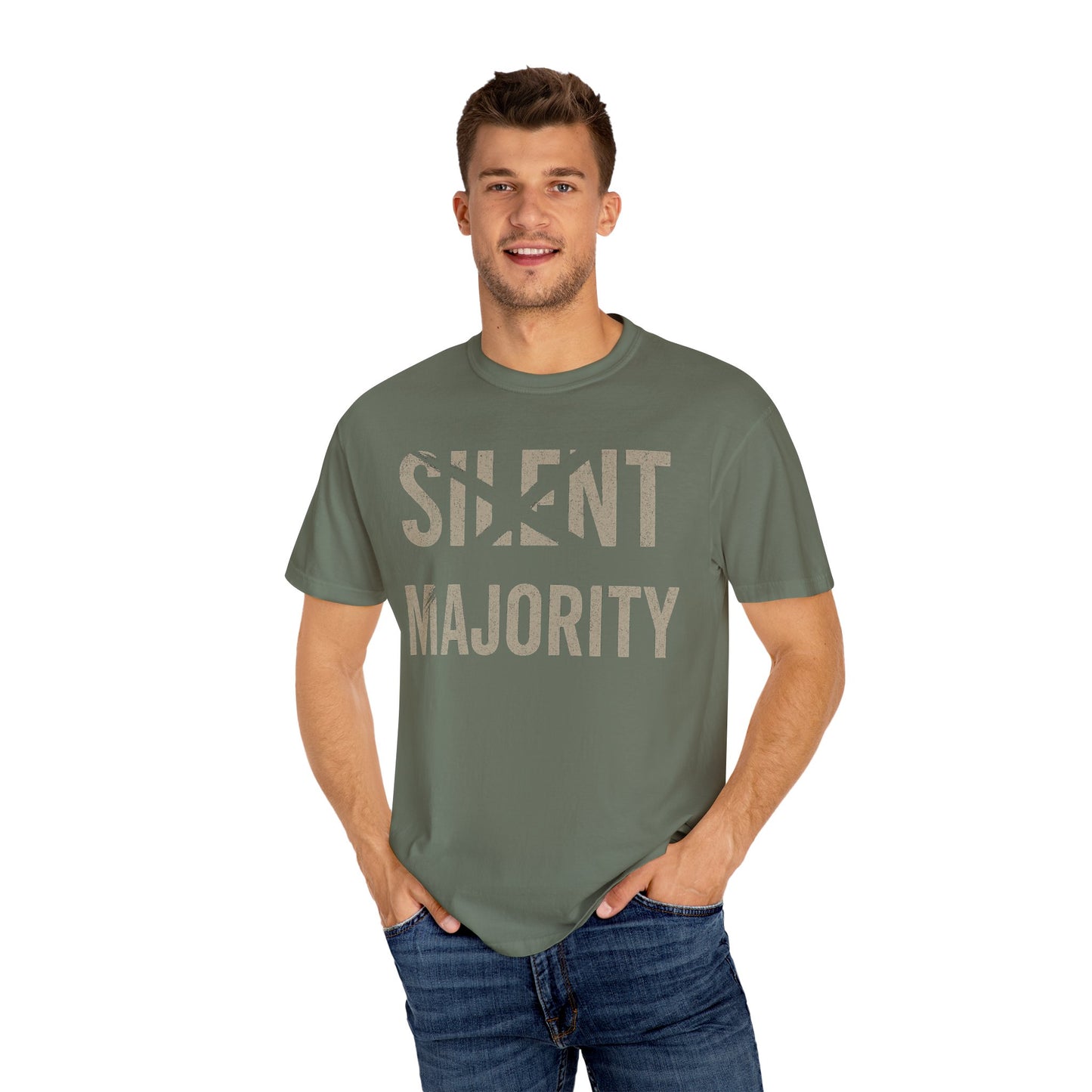 Silent Majority Unisex Garment-Dyed T-Shirt | Trendy Casual Wear, Statement Tee, Gift for Activists, Everyday Comfort, Unisex Fashion